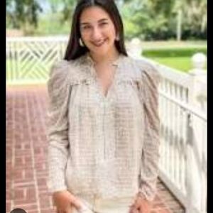 Anna Cate Cream & Tan Croc Print Abigail Top NWT Size XS